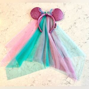 Disney Parks Minnie Mouse Butterfly Fairy Wings Ears Headband with Veil NEW!